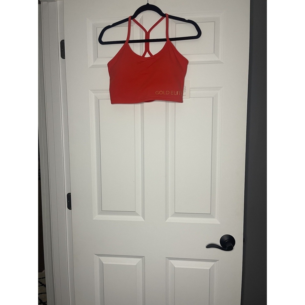 Gold elite Athletic Workout Sports Bra large red Intimates NWT